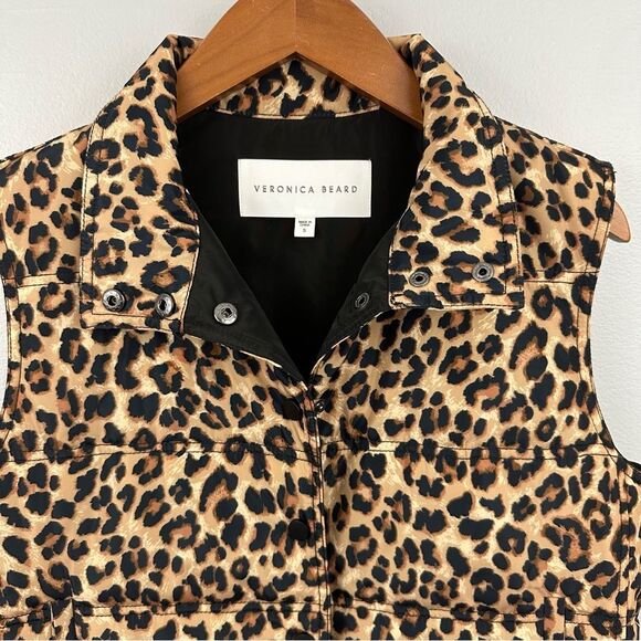 Veronica Beard Leopard Print Snap Button Front Cushing Puffer Vest Size Small - Picture 6 of 16